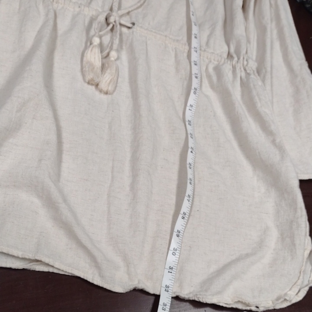 B.Boutique by Evergreen,Cream Cuffed Sleeve TunicTop with Tie Front Beach Vacati - Picture 13 of 16